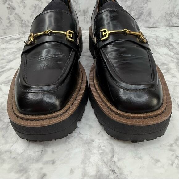 SAM EDELMAN Laurs Lug-Sole Tailored Loafer Flats Leather Black Chunky WMS Sz 8 - Picture 8 of 16